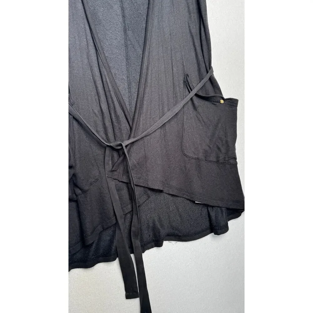 Late 2000s Y2K Juicy Couture Black Terry Hooded Cardigan Petite XS